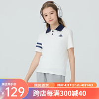 Kappa Kids卡帕儿童夏季舒适时尚棉质短袖时髦撞色POLO衫男女童百搭T恤 白色   130