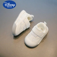 Disney 迪士尼 婴儿学步鞋春秋新款0一1-2岁半两女宝宝鞋子男秋季婴幼儿软底单鞋 白色