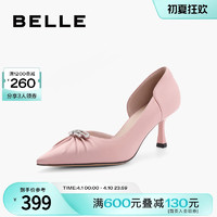 BeLLE 百丽 细高跟鞋2023夏季新款女鞋商场蝴蝶扣包头凉鞋单鞋3Y630BK3