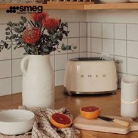 Smeg 斯麦格 面包机营养早餐 家用多功能多士炉 厨房复古 烤三明治烘焙面包片吐司机 TSF01 新年礼物 奶白色