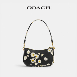 COACH 蔻驰 女士花卉印花SWINGER 20号手袋单肩包女包  CR509_B4/M2  B4/混合黑色 迷你