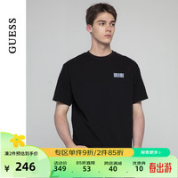 GUESS24年夏季男士纯色简约款式百搭纯棉短袖T恤-X4PI13K2Q40 BLK-黑色 L