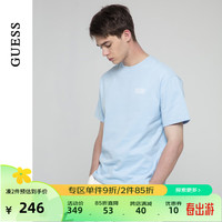 GUESS24年夏季男士纯色简约款式百搭纯棉短袖T恤-X4PI13K2Q40 G7AK-蓝色 L