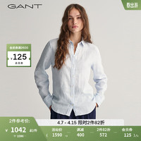 GANT甘特2024春季女士休闲通勤亚麻长袖衬衫|4300277 455浅蓝色 34
