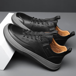 老人头laorentou温州高品质真皮时尚休闲板鞋潮流男鞋