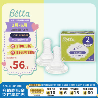 Bétta 蓓特 贝塔（betta）奶嘴婴儿防胀气呛奶仿母乳硅胶智能奶嘴 2支装（圆孔S号）