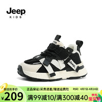 Jeep吉普女童运动鞋2024春秋儿童鞋子男童鞋防滑童鞋中大童休闲鞋 黑色 31码  鞋内长约19.4cm