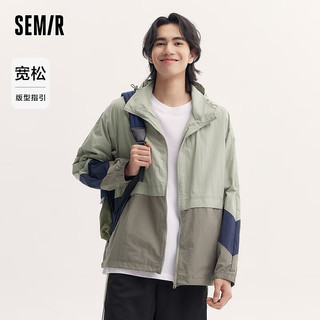 森马（Semir）外套男2024时尚撞色拼接上衣宽松连帽防晒服 咖色调00355 180/96A/XL