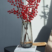 盛世泰堡 玻璃花瓶 客厅桌面摆件 T形竖棱款 20cm