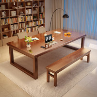锦需 书桌 【桌+椅x2+长条凳】四件套原木色140cm