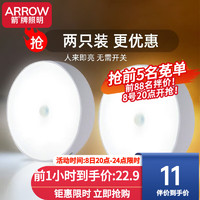 ARROW 箭牌卫浴 箭牌照明 人体感应灯led小夜灯充电过道走廊儿童卧室灯 感应白光-无开关