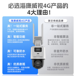 HIKVISION海康威视4G太阳能双摄像头监控器360度全景800万全彩夜视户外室外对讲40w20A送64G卡+立杆