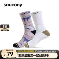 saucony 索康尼 运动袜男女款跑步袜子舒适运动袜（单双装） 粉绿 M