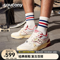 saucony 索康尼 CROSS 90prm情侣板鞋春季真皮牛皮休闲鞋运动鞋子男 米红 38.5