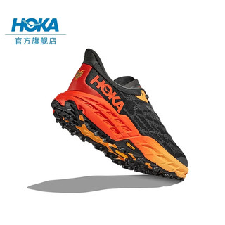 HOKA ONE ONE男女鞋夏季飞速羚羊5越野跑步鞋SPEEDGOAT5 减震透气 城堡灰 / 火红色-男 42.5