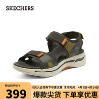 SKECHERS 斯凯奇 时尚休闲男士凉鞋229021 橄榄色/橘色/OLOR 44.5