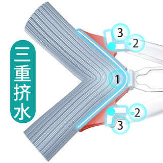 瑞丽达海绵拖把家用吸水墩布懒人免手洗自动胶棉地板拖挤水式刮水 29CM 共1个替换头