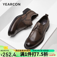 YEARCON 意尔康 男鞋系带皮鞋软面舒适商务正装男士单鞋 97232W 棕色 39