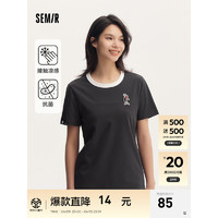 森马（Semir）凉感T大力水手联名短袖T恤女刺绣2024抑菌夏装 深灰20937 170/92A/XL