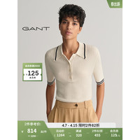 GANT甘特2024春季女士简约休闲撞色短袖polo衫4805231 130奶油白 M