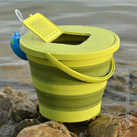 臻佑（Grsaed）打水桶大容量加厚钓鱼桶可折叠便携网盖活鱼桶水桶装鱼桶15L 绿色