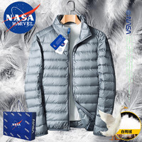 NASA MARVEL羽绒服男冬季外套轻薄白鸭绒立领保暖户外面包服百搭休闲男装 灰色 4XL-（200斤-230斤）