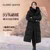 CLARKE QUEEN95%白鹅绒羽绒服女长款过膝宽松加厚外套潮 黑色 S（115-130斤卡码拍小）