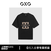 GXG 男装 黑色字母绣花短袖T恤 24年夏季G24X442097 黑色 165/S