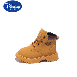 Disney 迪士尼 2024秋季新款儿童马丁靴男童时尚英伦风短靴外贸女童靴子中小黄靴 黄色 30码内长18厘米