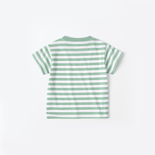 无印良品 MUJI 婴童 圆领条纹短袖T恤 童装打底衫儿童早春 CC23AA4S 淡绿色条纹 90 /52A