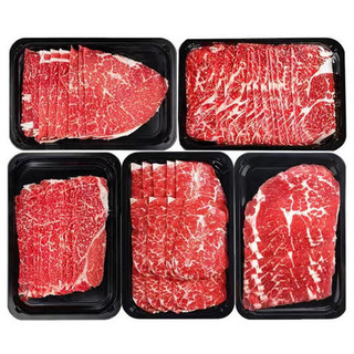 澳洲进口M5眼肉牛肉片200g*5盒+安格斯牛肋条2斤*1包 各2斤