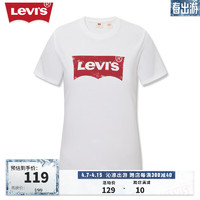 Levi's李维斯24春季女士做旧logo印花复古休闲百搭短袖T恤 白色 A9277-0001 XS