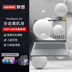 ThinkPad 思考本 ThinkBook 14+ 2022款 十二代酷睿版 14.0英寸 轻薄本 银色 (酷睿i5-12500H、核芯显卡、16GB、512GB SSD、2.8K、90Hz、21CX0006CD)