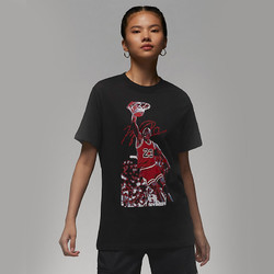NIKE 耐克 Jordan 人物图案印花圆领短袖T恤 女款 黑色 FB4613-010