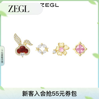 ZENGLIU ZEGL设计师本命年系列如意兔子耳钉女红玛瑙耳环925银针耳饰套装