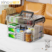 XINGYOU 星优 药箱塑料家用医药收纳箱多功能药品整理箱 15L 透明 1个装