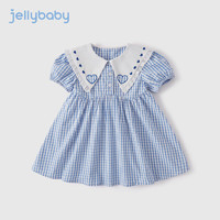 JELLYBABY 宝宝小裙子夏装儿童公主裙童装5岁女童夏季连衣裙 蓝色 100cm