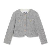 LILY商务时尚 春秋季含绵羊毛时尚条纹小香风优雅气质小个子短外套