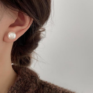 KOSE施家馒头粉光珍珠耳钉女925银针轻奢气质耳环小众耳饰品 馒头珍珠粉光10mm
