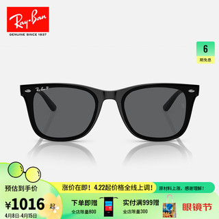 Ray-Ban 雷朋 RayBan） 雷朋太阳镜2023新品方形黑超墨镜男女款眼镜0RB4391D 601/81黑色镜框深灰色偏光镜片 65