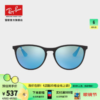 Ray-Ban 雷朋 RayBan 雷朋儿童太阳镜男女款彩膜反光镜面0RJ9060SF可定制 700555黑色镜框蓝色镜片 尺寸52