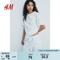 H&M女士T恤2024春简约落肩大廓形T恤1212700 白色 165/96A M