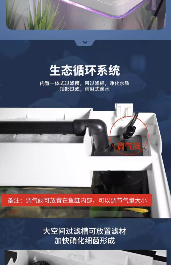 自循环鱼缸客厅小型桌面生态家用免换水金鱼缸玻璃懒人