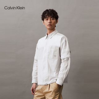 Calvin Klein Jeans24春夏男士户外通勤两穿拉链翻领衬衫式外套J325366 PC8-银河灰 M