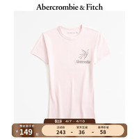 ABERCROMBIE & FITCH女装 24春夏可塞折碎花Logo款圆领时尚T恤 358156-1 浅粉色 L (165/104A)