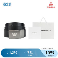 ARMANI 阿玛尼 EMPORIO ARMANI 2024春夏 EA男士金属鹰标扳扣牛皮腰带皮带礼盒礼袋 黑色 Y4S623 YQ50X 81386 TU