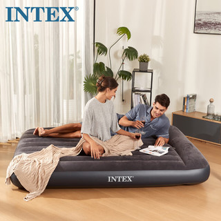 INTEX 充气床垫带枕头加高气垫床双人加大户外露营空气床打地铺临时床 大双人203*152*25CM 配家用电动充气泵