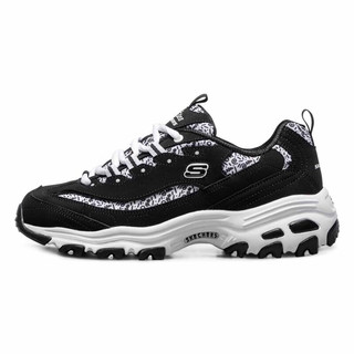 斯凯奇（Skechers）老爹鞋女春季运动鞋厚底增高休闲鞋 13169-BKW 黑色/白色 35