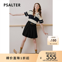 PSALTER 诗篇 线上专选夏polo领减龄学院风条纹短袖毛针织衫