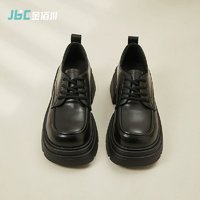 JBC 金佰川 女鞋系带乐福鞋女2024年新款春季小皮鞋厚底增高休闲鞋子女